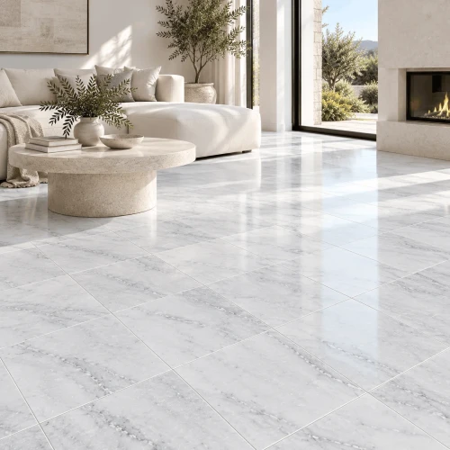 Płytka marmurowa Mugla white 30,5x30,5 - wizualizacja AI