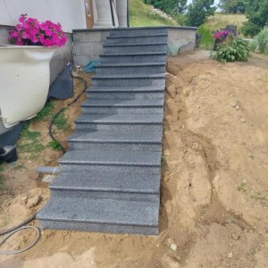 Zestaw Stopnica - Stopień + Podstopień Granitowy Dark Grey G654 NEW Bullnose 120x35x2 / 120x15x2